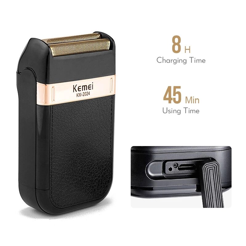 Kemei KM-2024 Electric Shaver For Men Waterproof Rechargeable Electric Professional Beard Trimmer Razor USB Charging