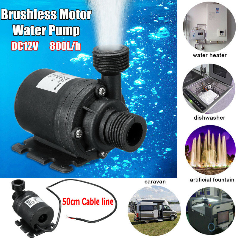 800L/H 12V DC 5M Submersible Hot Water Circulation Pump Solar Brushless Motor COD