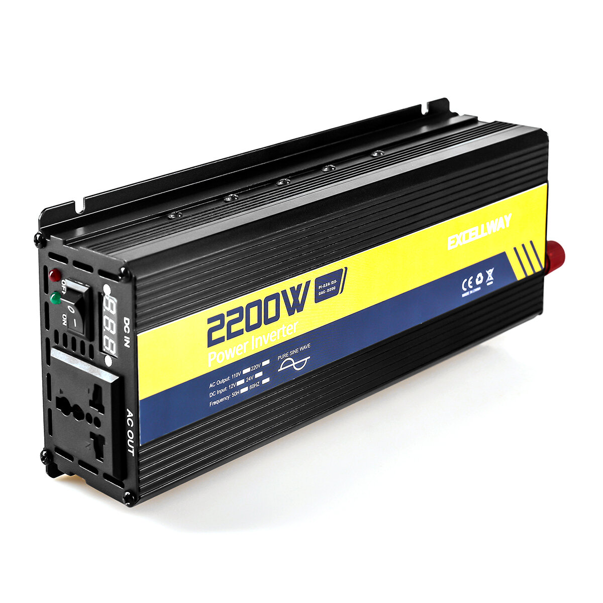 Excellway 2200-7000W Pure Sine Wave Inverter 220V 50HZ EU Standard 12V/24V LED Display Power Inverter