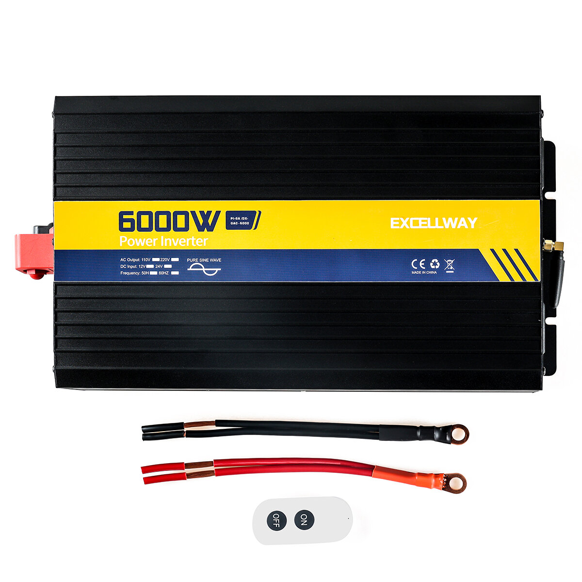 Excellway 2200-7000W Pure Sine Wave Inverter 220V 50HZ EU Standard 12V/24V LED Display Power Inverter