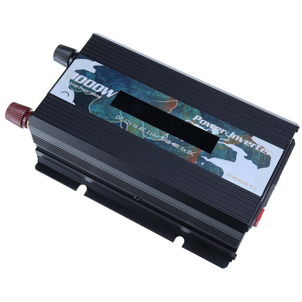 3000W High Power 12/24V Inverter Compact Metal Shell Inverter with USB Charger High Conversion Efficiency Versatile Usage for Ca