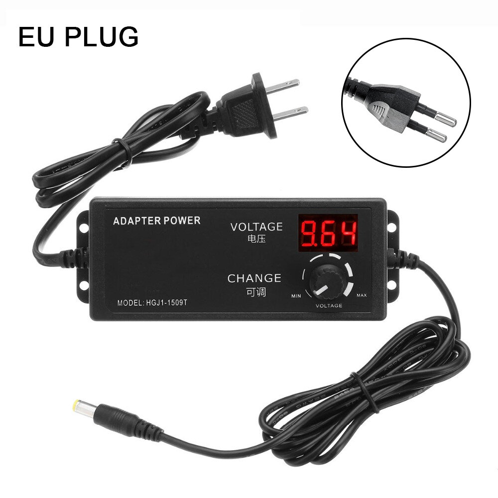 Excellway AC/DC Adjustable Power Adapter Supply 4-24V 2.5A 60W Speed Control Volt Display EU/US/AU/UK Plug