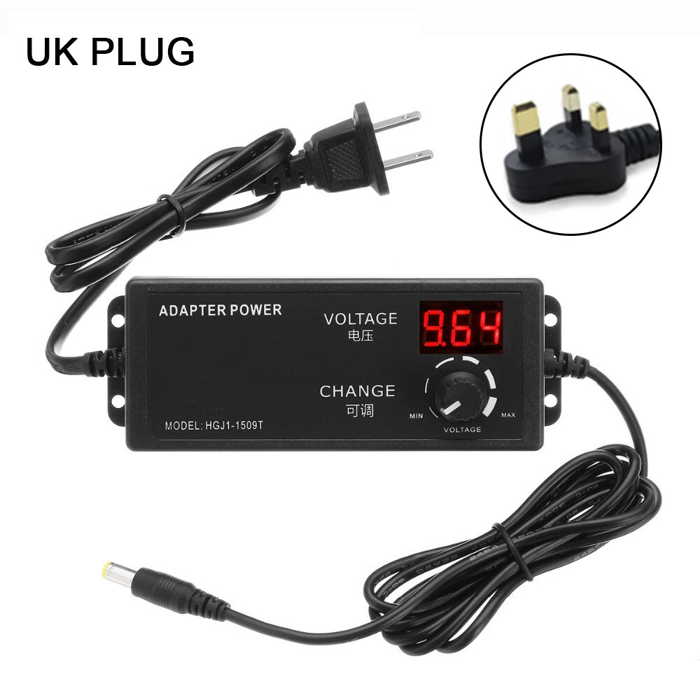 Excellway AC/DC Adjustable Power Adapter Supply 4-24V 2.5A 60W Speed Control Volt Display EU/US/AU/UK Plug