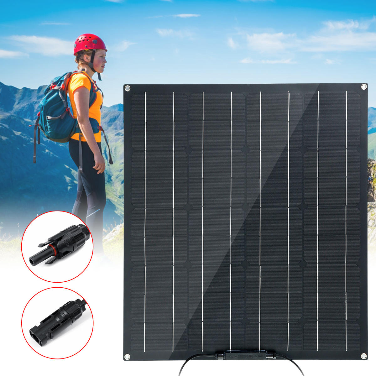 50W Solar Panel Matte Texture Field Vehicles Emergency Charger WIth 4 Protective Corners