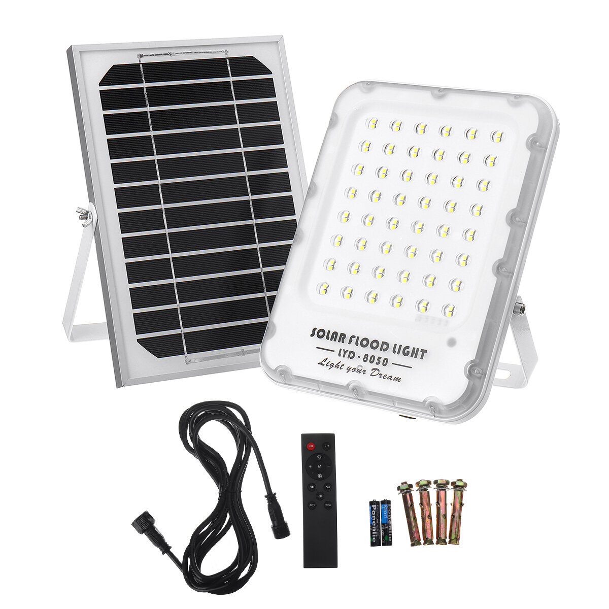 50W Solar Powered LED Flood Light Outdoor Garden Street Lamp Spotlight Control CO