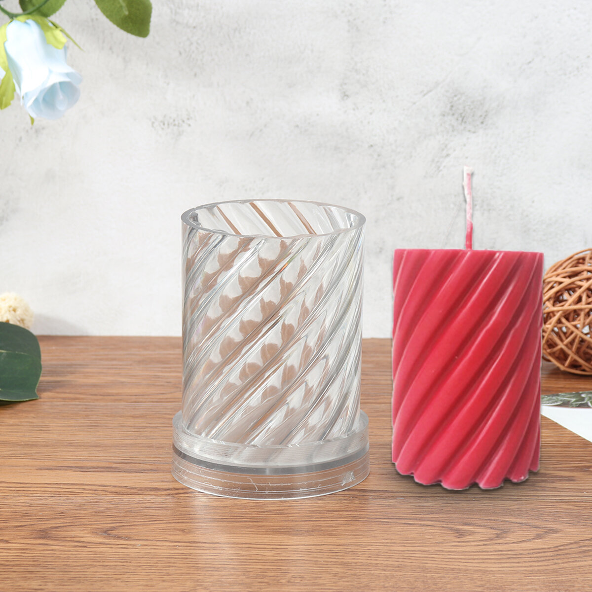 DIY Candle Molds Spiral Stripes Cylinder Handmade Soap Mould Craft Making Tool CO