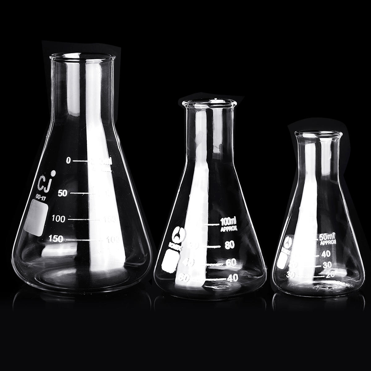 50/100/150/250m Flat Bottom Conical Glass Flask COD