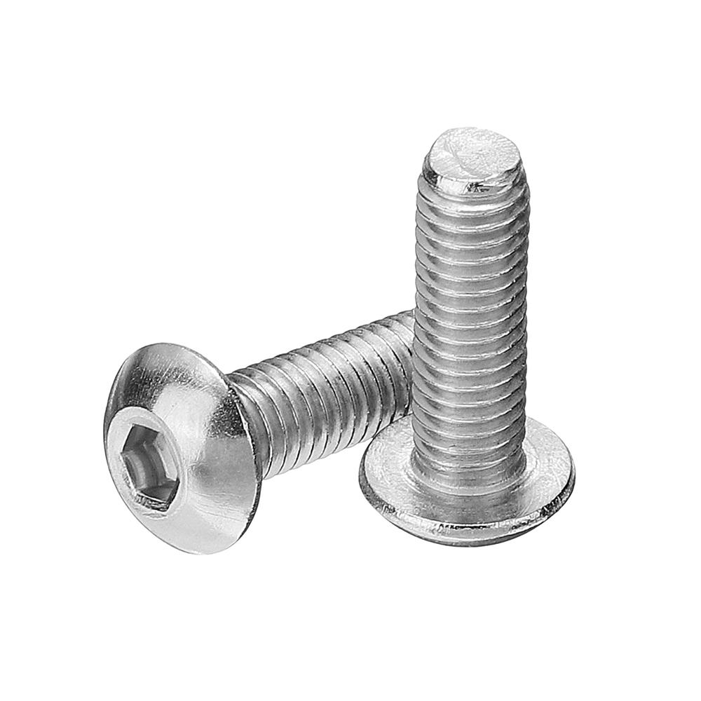 Suleve M5SH6 50Pcs M5 Stainless Steel Hex Socket Button Head Screw Bolt 8-30mm Optional Length