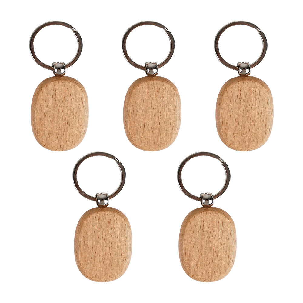 TWOTREES® 5Pcs Blank Wooden Keychain Diy Wooden Keychain Key Tag Anti-Lost Wood Accessories for Laser Engraving