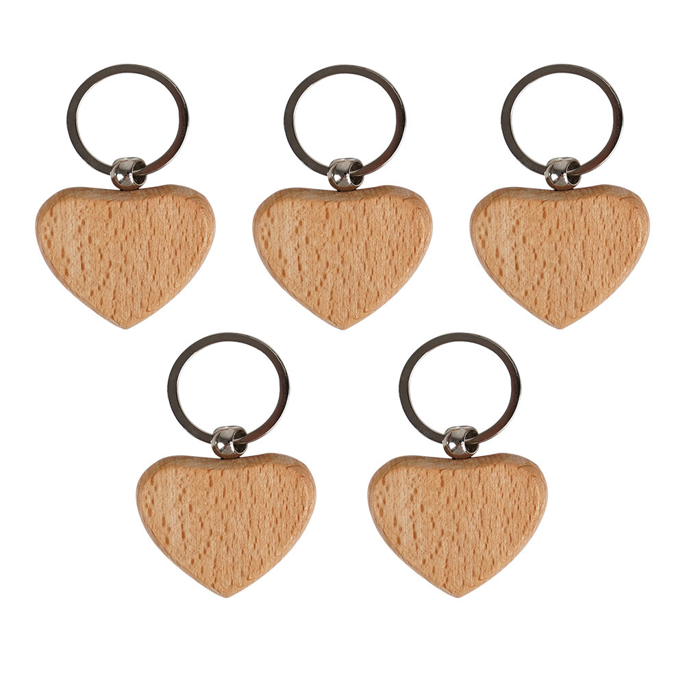 TWOTREES® 5Pcs Blank Wooden Keychain Diy Wooden Keychain Key Tag Anti-Lost Wood Accessories for Laser Engraving