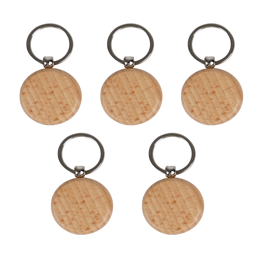 TWOTREES® 5Pcs Blank Wooden Keychain Diy Wooden Keychain Key Tag Anti-Lost Wood Accessories for Laser Engraving