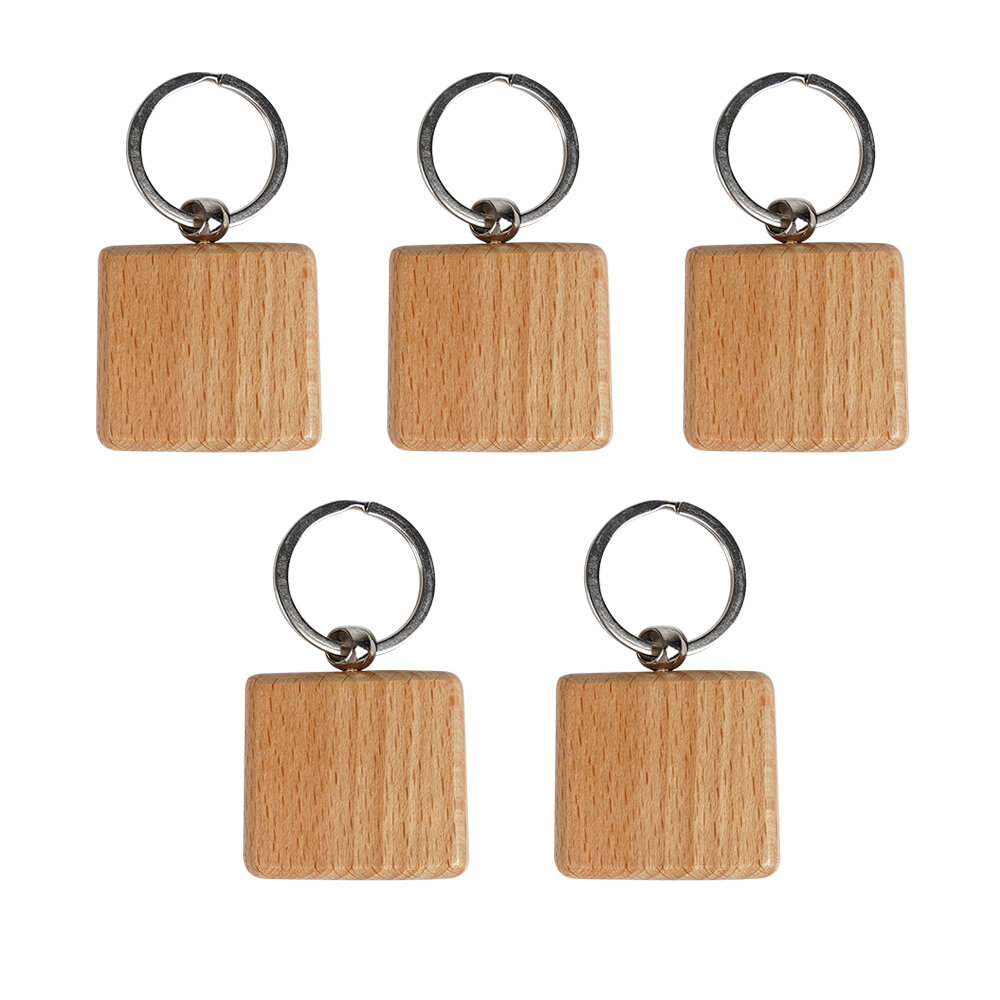 TWOTREES® 5Pcs Blank Wooden Keychain Diy Wooden Keychain Key Tag Anti-Lost Wood Accessories for Laser Engraving