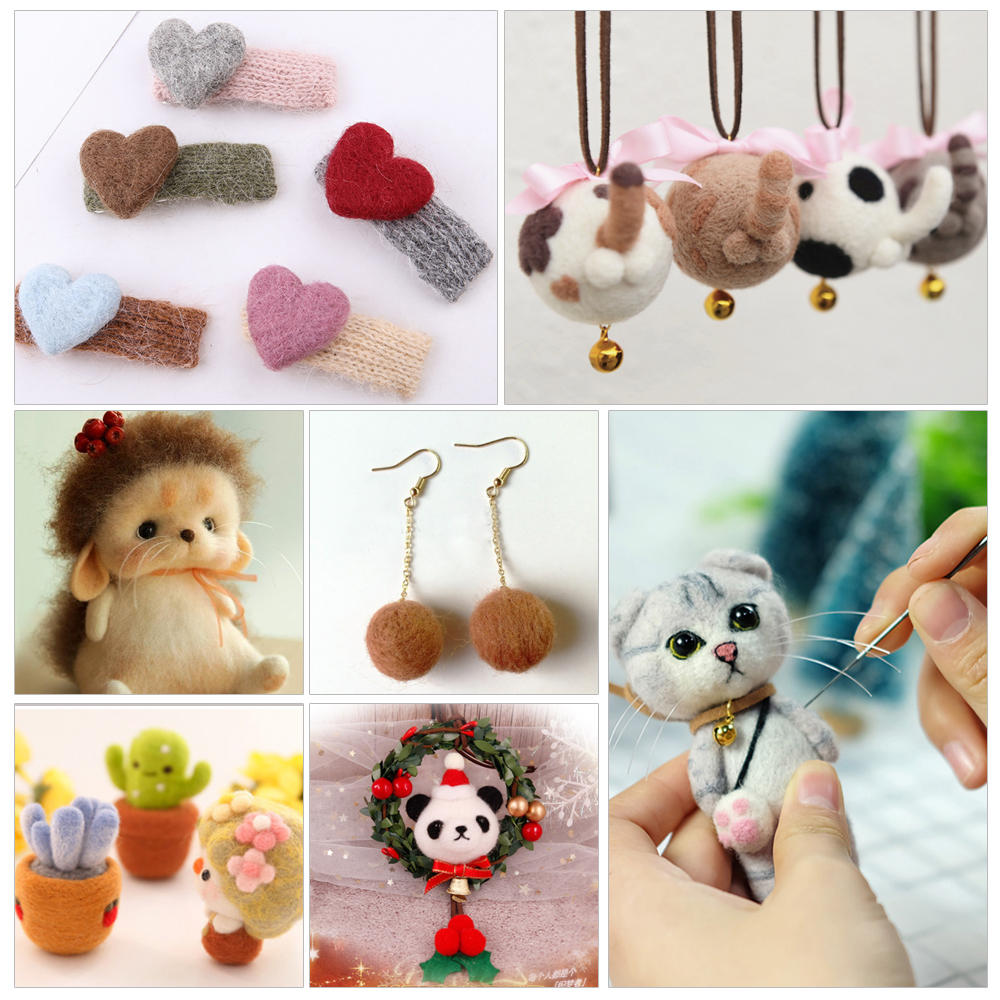 7 Colors Roving Wool Fiber DIY Needle Felt Handcraft Fluffy Soft Woolen Fiber Sewing Crafts Kit