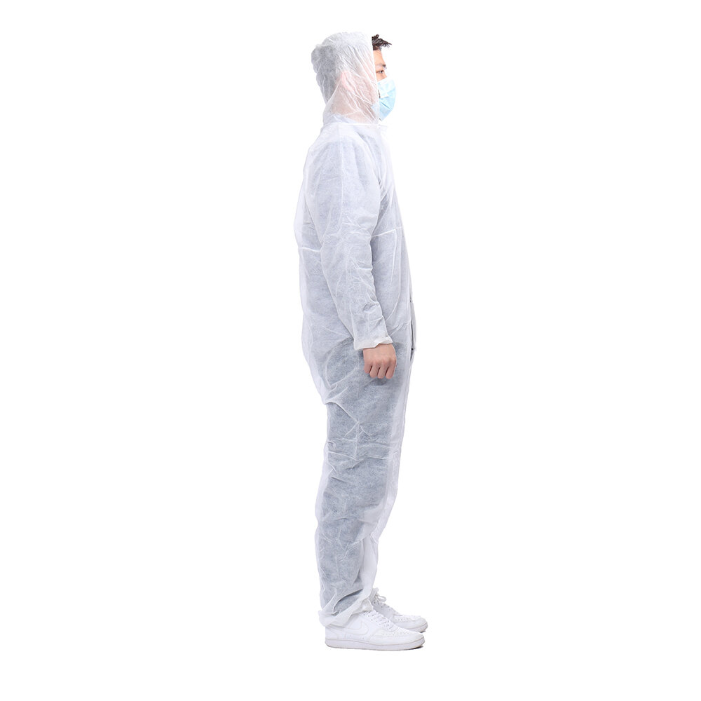 Disposable White Coveralls Dust Spray Suit Non-woven Clothing COD