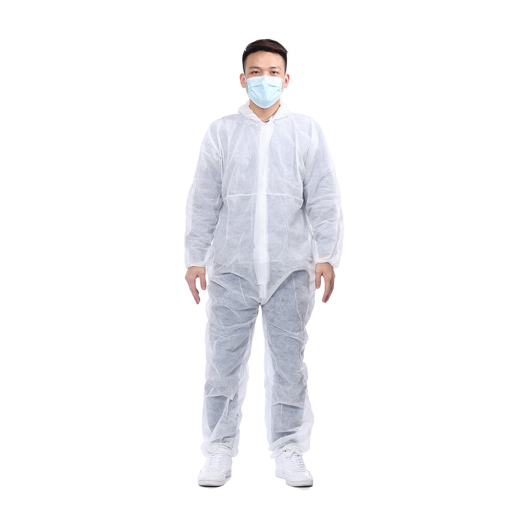 Disposable White Coveralls Dust Spray Suit Non-woven Clothing COD