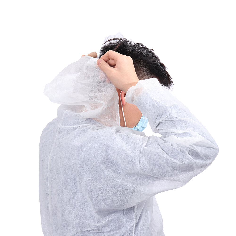 Disposable White Coveralls Dust Spray Suit Non-woven Clothing COD