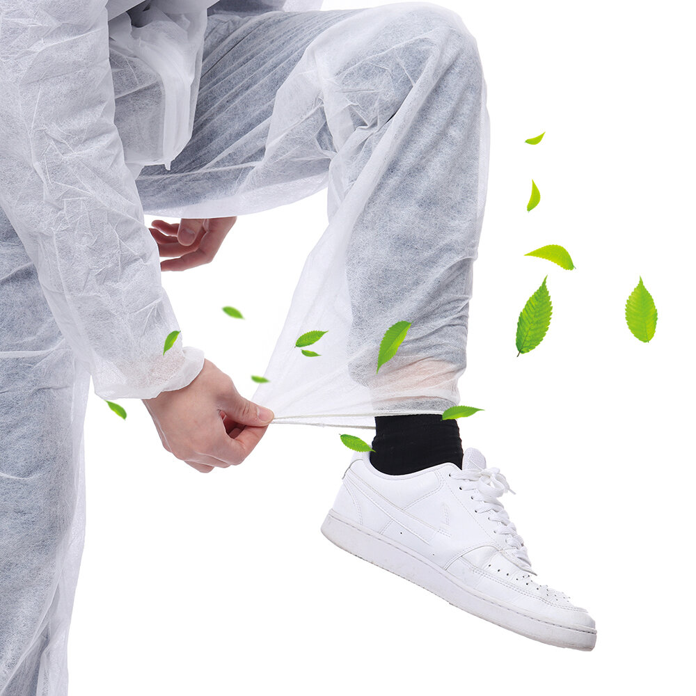 Disposable White Coveralls Dust Spray Suit Non-woven Clothing COD