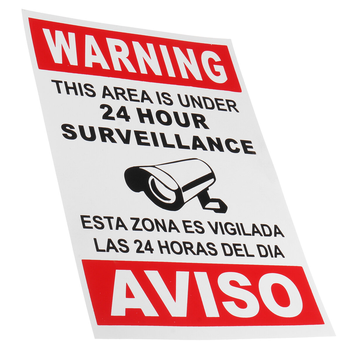 English Spanish Security Warning Sign Camera Sticker Warning This Area Is Under 24 Hour Surveillance