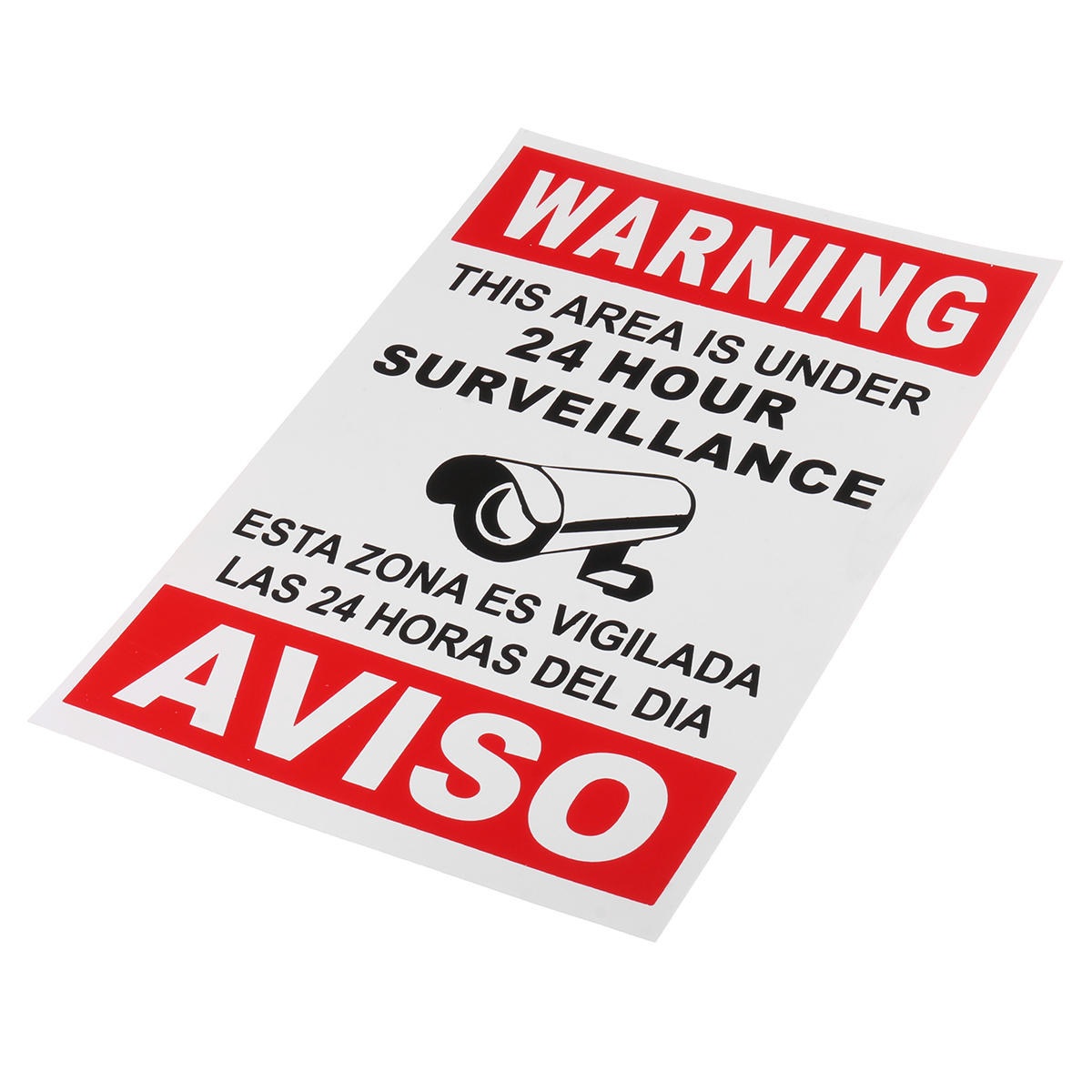 English Spanish Security Warning Sign Camera Sticker Warning This Area Is Under 24 Hour Surveillance