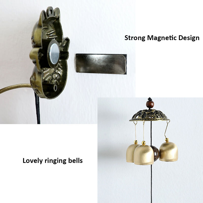 Vintage Bronze Doorbell Wall Mount Magnetic Door Bell Wind Chimes Hanging Decor C