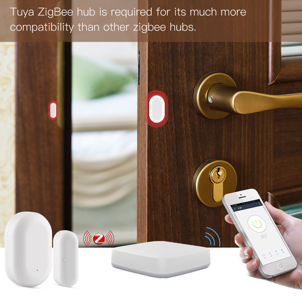 Tuya ZigBe Smart Window Door Gate Sensor Detector Smart Home Security Alarm System Smart Life Tuya App Remote Control