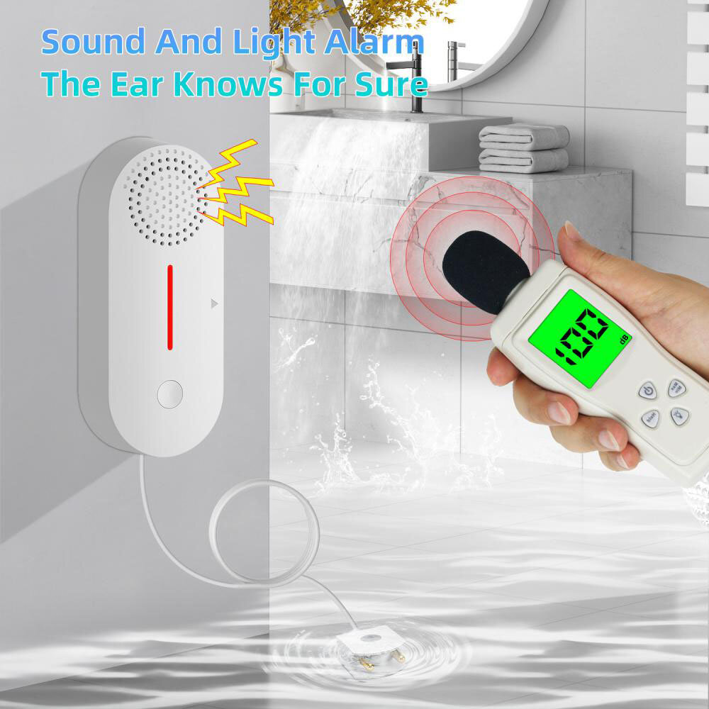 Tuya WiFi Smart Water Leakage Sensor Real-time Water Level Monitoring Overflow Leakage Detector APP Remote Alarm Push Time Setti