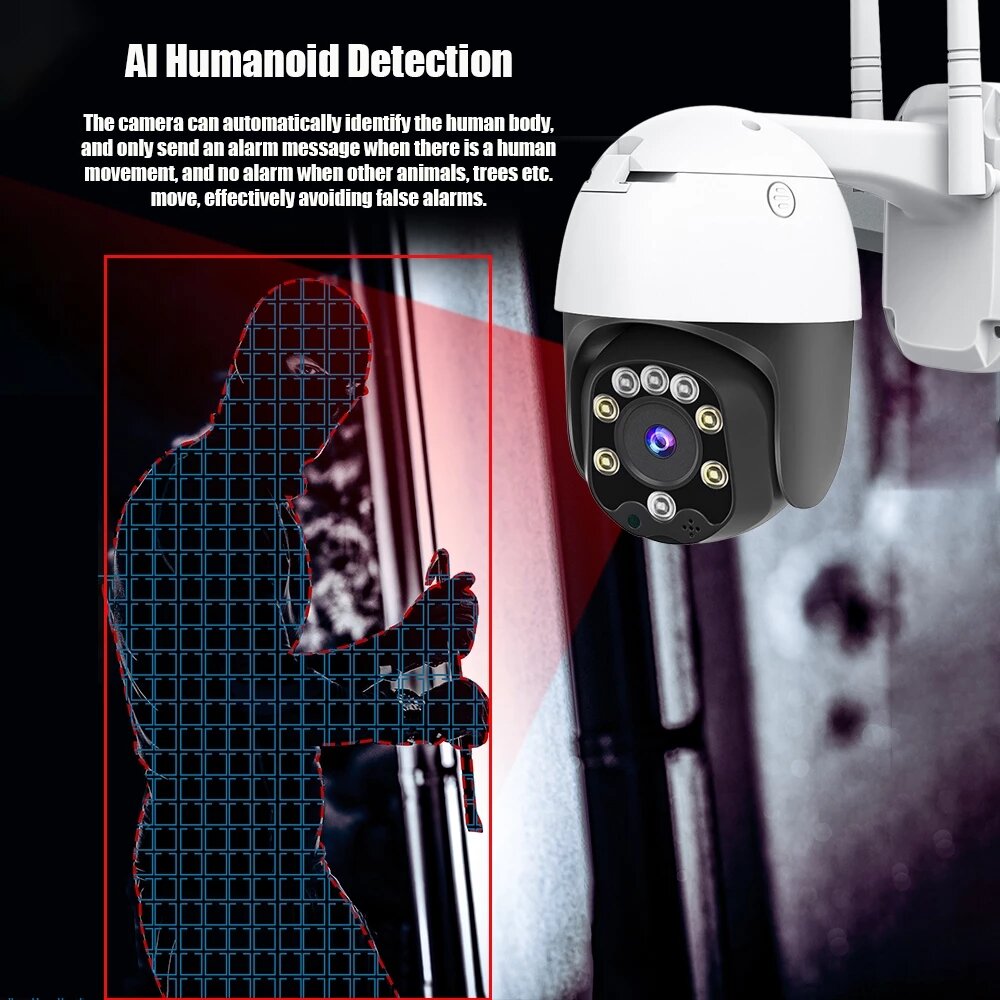 Newest SD05W 5MP HD 3.6mm 5x Zoom Focus PTZ IP Camera P2P IP66 Waterproof Human Detection Night vision Speed Dome H.265+ Outdoor