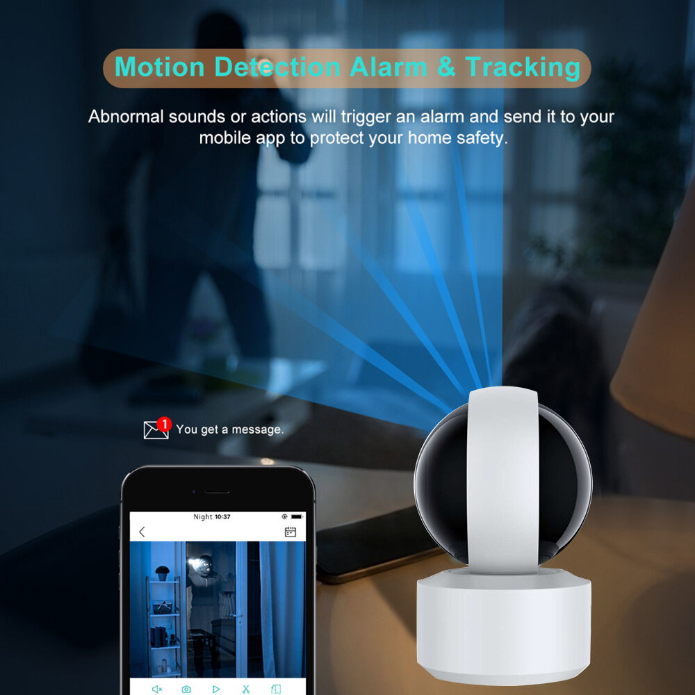 2MP Smart Tuya Security Camera Wireless PTZ IP Cam IR Night Vision Motion Detection Two-way Intercom Phone Remote Monitoring Ala