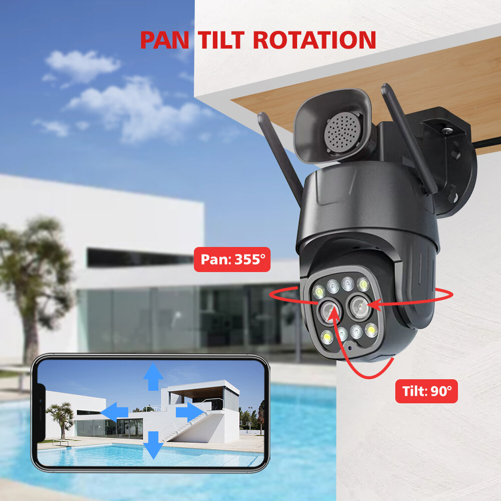 DIDSeth IP Camera Wifi/4G EU Version PTZ 4MP+4MP Dual Lens 2.8mm-8mm 10X Zoom Outdoor AI Human Tracking Color Night Vision Secur