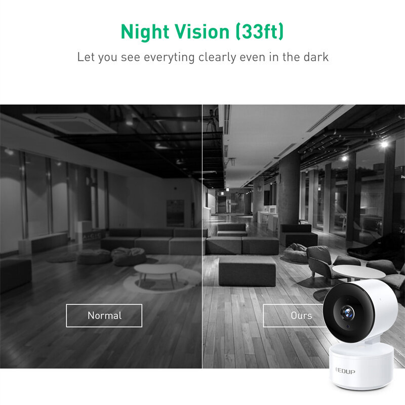 EDUP 1080P HD WiFi PTZ Camera Motion Detection Two-way Voice Remote Monitoring IP Cam Indoors Surveillance Safety Cameras EU Plu