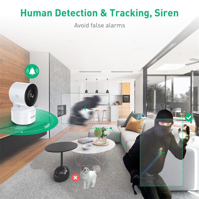 EDUP 1080P HD WiFi PTZ Camera Motion Detection Two-way Voice Remote Monitoring IP Cam Indoors Surveillance Safety Cameras EU Plu