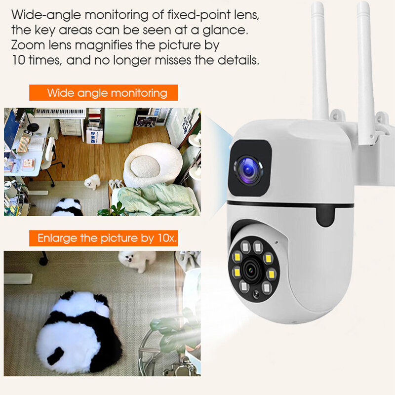 Guudgo 2MP 1080P Dual Llens WiFi Surveillance Camera 360° Panoramic HD Night Vision Humanoid Tracking Two-way Intercom Wirel