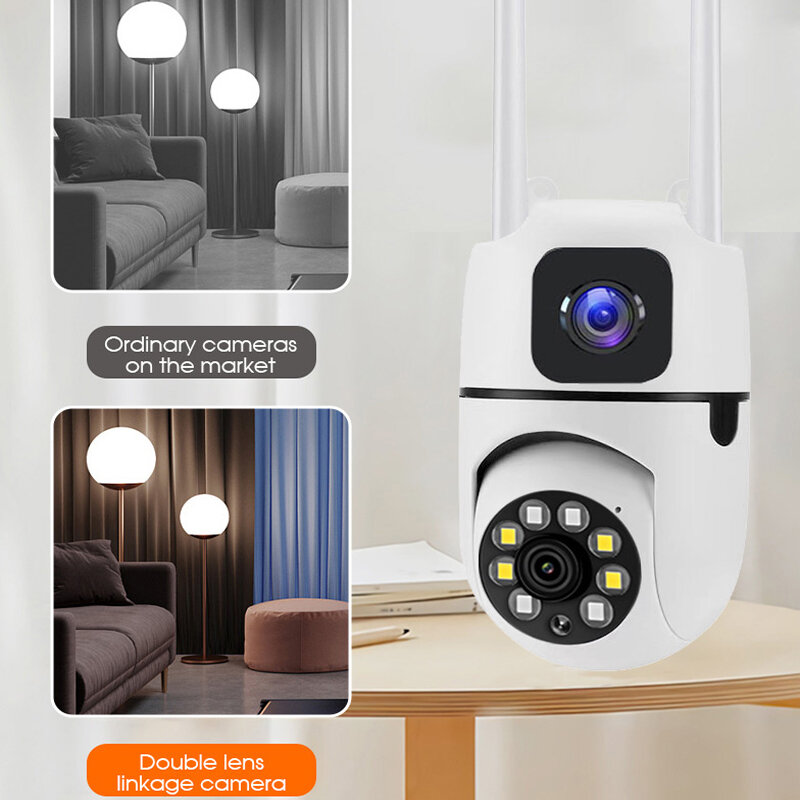 Guudgo 2MP 1080P Dual Llens WiFi Surveillance Camera 360° Panoramic HD Night Vision Humanoid Tracking Two-way Intercom Wirel