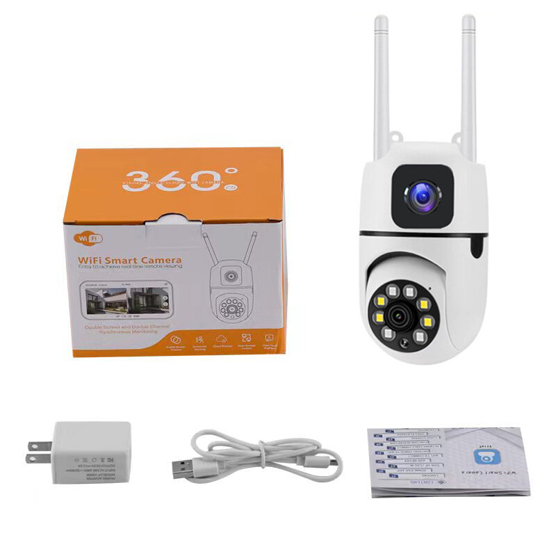 Guudgo 2MP 1080P Dual Llens WiFi Surveillance Camera 360° Panoramic HD Night Vision Humanoid Tracking Two-way Intercom Wirel