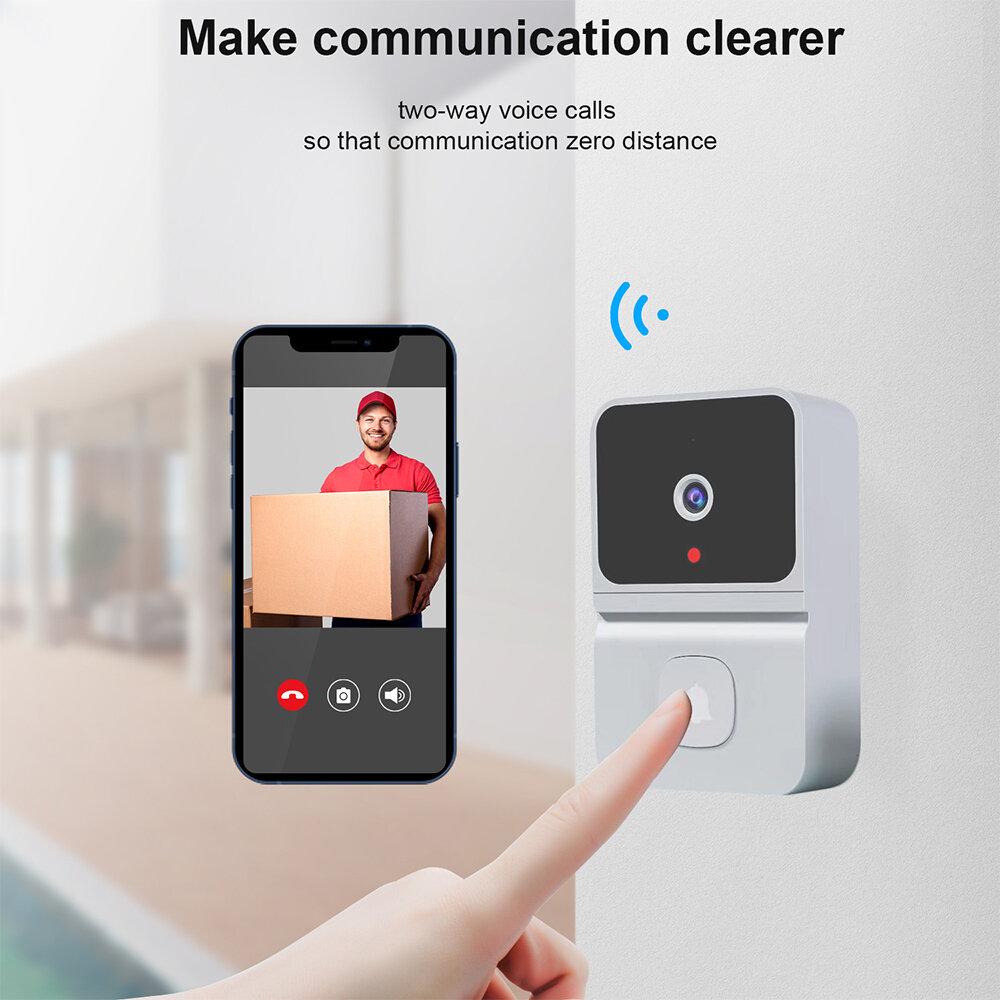 2.4G WiFi Video Doorbell Wireless HD Night Vision Remote Phone Monitoring Two-way Intercom Alarm Notification Push Motion Detect