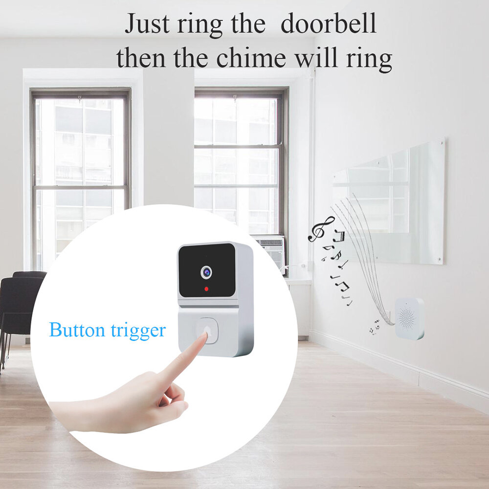 2.4G WiFi Video Doorbell Wireless HD Night Vision Remote Phone Monitoring Two-way Intercom Alarm Notification Push Motion Detect