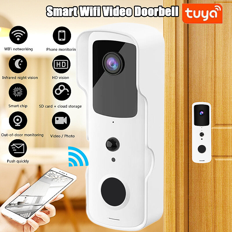 V30S Tuya WiFi Smart Video Doorbell Remote Phone Viewing Intercom IR Night Vision Wireless Home Monitoring Door Bell