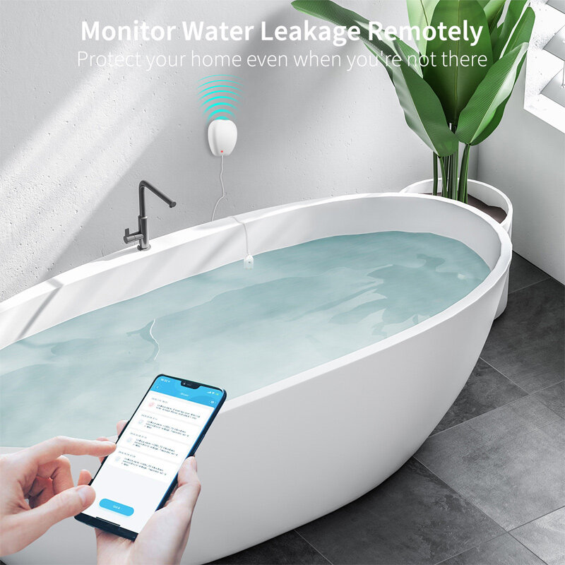 MoesHouse WiFi Tuya Water Leakage Detector Wireless Remote APP Monitor Water Leakage Detection Alarm Notification Push Work with