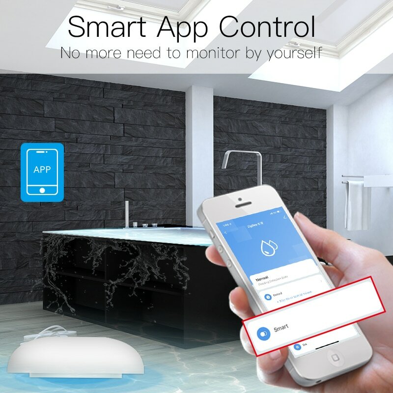 Tuya Smart Water Leakage Detector Flood Sensor Water Tank Full Alert Overflow Security Alarm System APP Remote Control