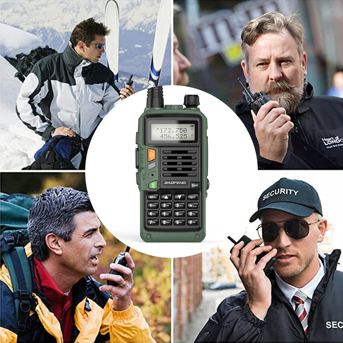 BAOFENG X9 5W 2800mAh UV Dual Band Walkie Talkie with Headset High Power Flashlight LCD Display Drop Resistant Two-Way Radio