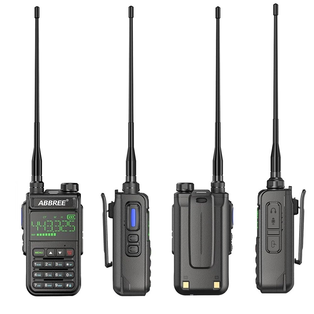 ABBREE AR-518 Full Bands Walkie Talkie 128 Channels LCD Color Screen Two Way Radio Air Band DTMF SOS Emergency Function