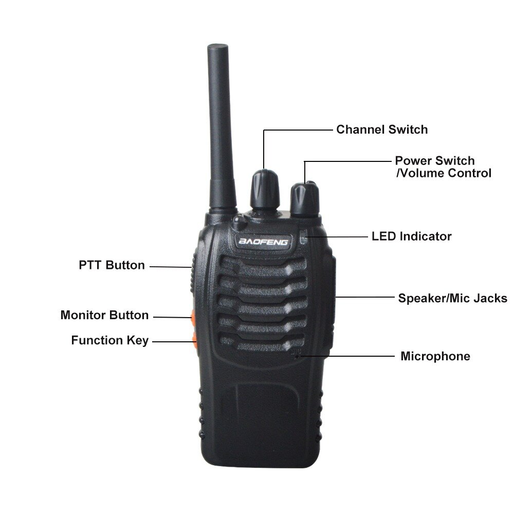 2pcs Baofeng Walkie Talkie BF-88E PMR 0.5W 16CH UHF 446.00625-446.19375MHz 12.5KHz Channel Separation with Charger