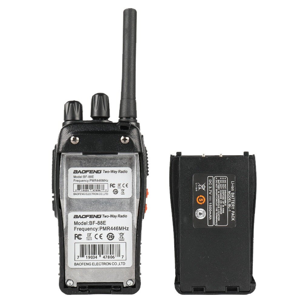 2pcs Baofeng Walkie Talkie BF-88E PMR 0.5W 16CH UHF 446.00625-446.19375MHz 12.5KHz Channel Separation with Charger