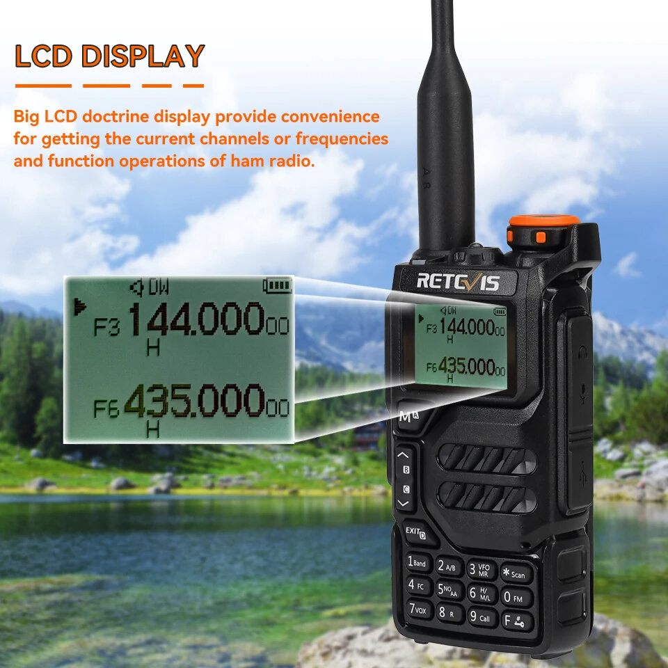 Retevis RA79 5W UV Dual Band Walkie Talkie AM FM Airband Frequency Receiving Multi-Band Receiving USB-C Charging Ham Portable Ha