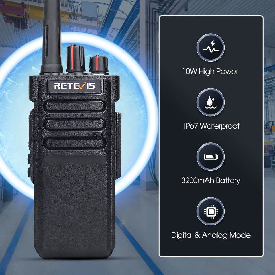 Retevis RT29D 10W DMR Walkie Talkie Long Range Powerful bluetooth Walkie-talkie IP67 Waterproof UHF Portable Two Way Radio