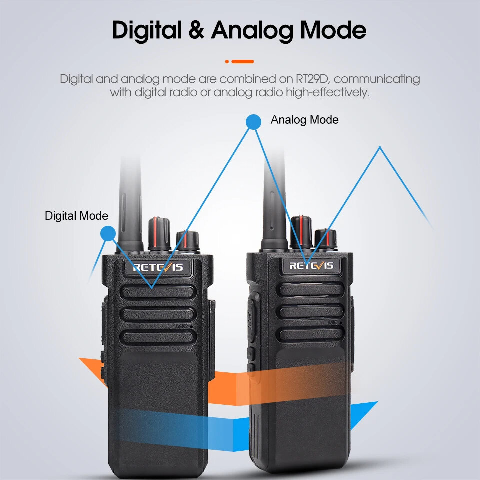 Retevis RT29D 10W DMR Walkie Talkie Long Range Powerful bluetooth Walkie-talkie IP67 Waterproof UHF Portable Two Way Radio