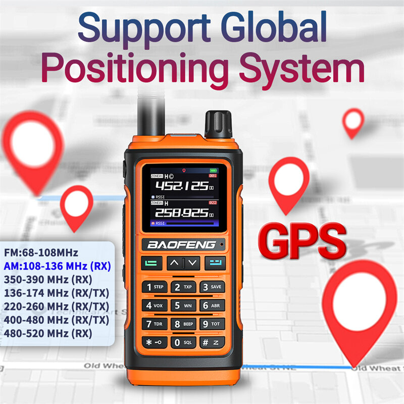 Baofeng UV-17 Pro GPS Handheld Walkie Talkie Six Bands Wireless Copy Frequency Flashlight Type-C Charger Ham Transceiver FM Radi