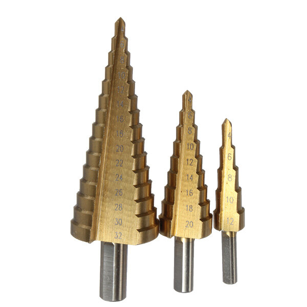 DANIU 3Pcs HSS 4-12 20 32mm High Quality Steel Step Drill Bit Hole Cutter COD