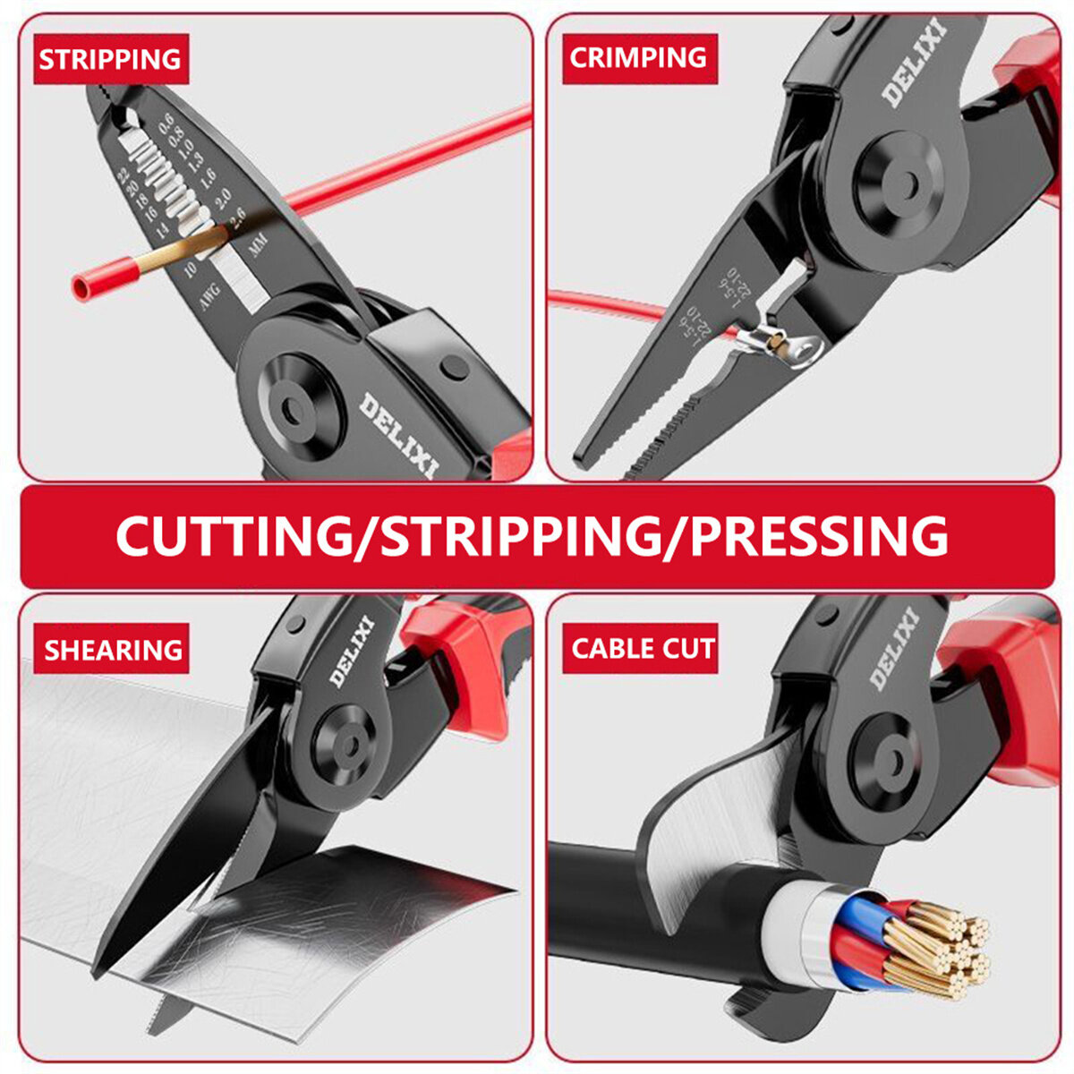 5 in 1 Plier Tool Set High Carbon Steel Wire Cutters Wire Strippers Needle Nose Pliers Long Range Durable Suitable for Heavy Dut