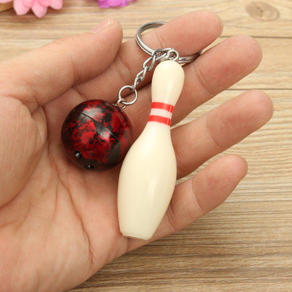 EDC Gadgets Keychain Mini Bowling Pin and Ball Keychain Key Ring Keyfob COD